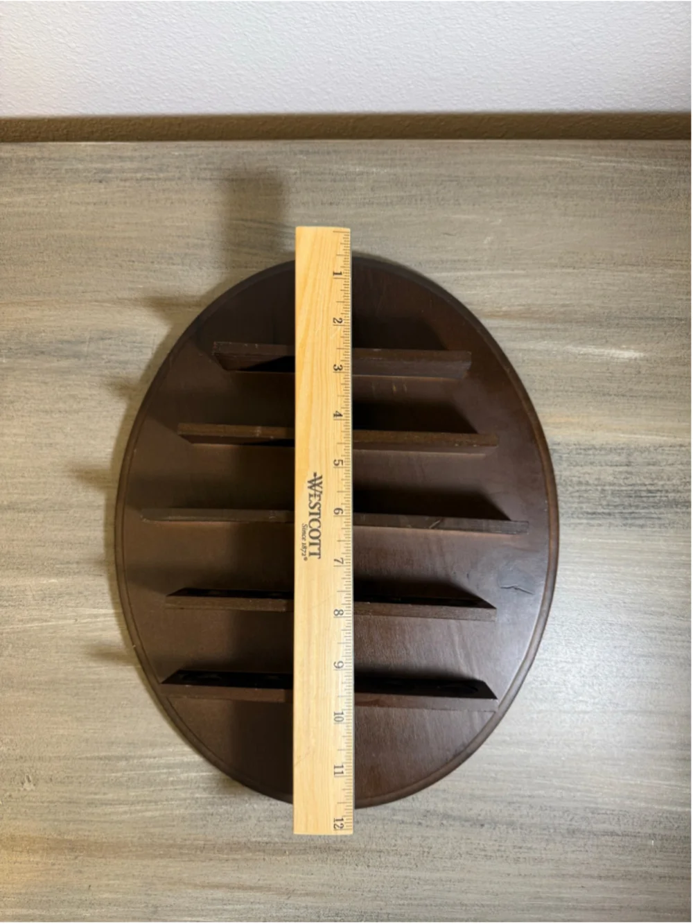 Vintage Wood Thimble/Miniature Display Oval Shelf Wall Rack